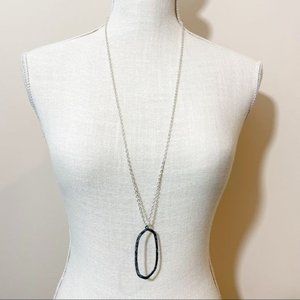 Envy Chain Necklace‎ with Black Teal Mix Pendant.